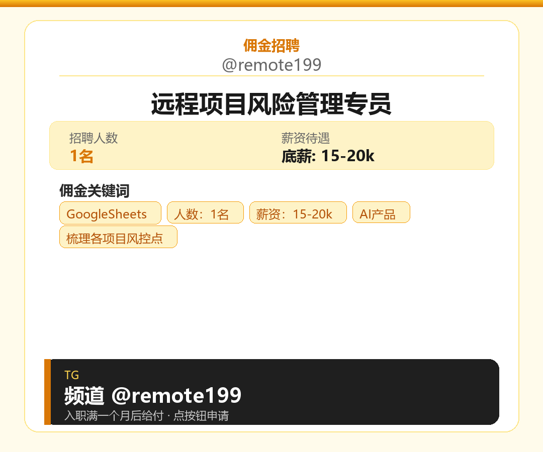 远程项目风险管理专员岗位配图
