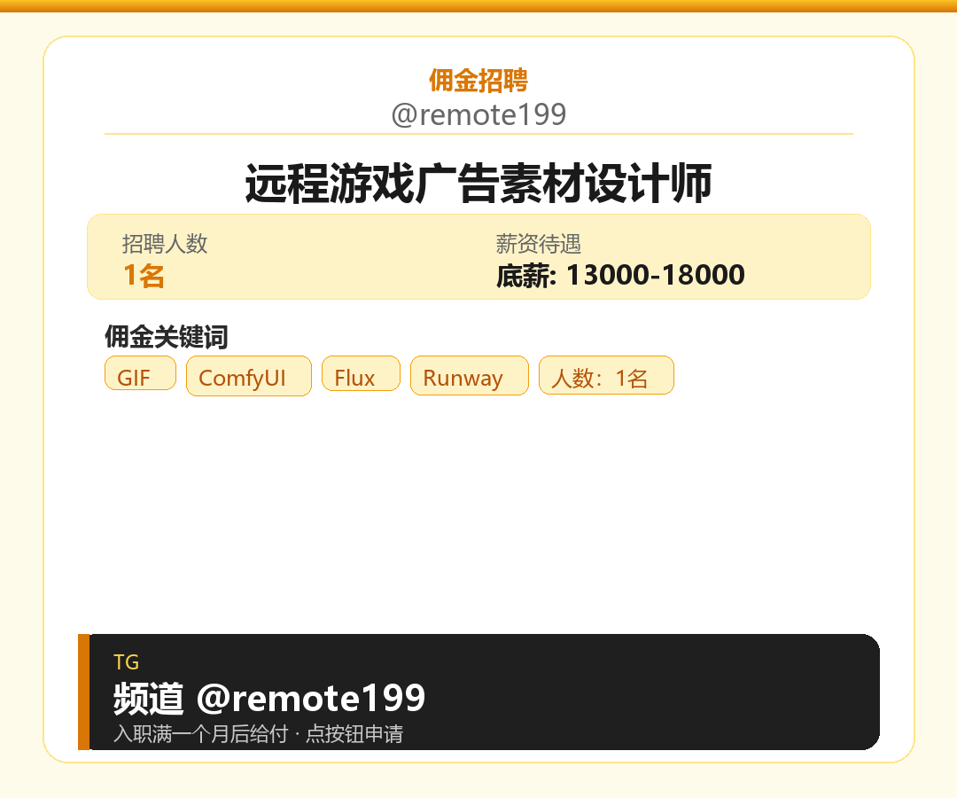 远程游戏广告素材设计师岗位配图