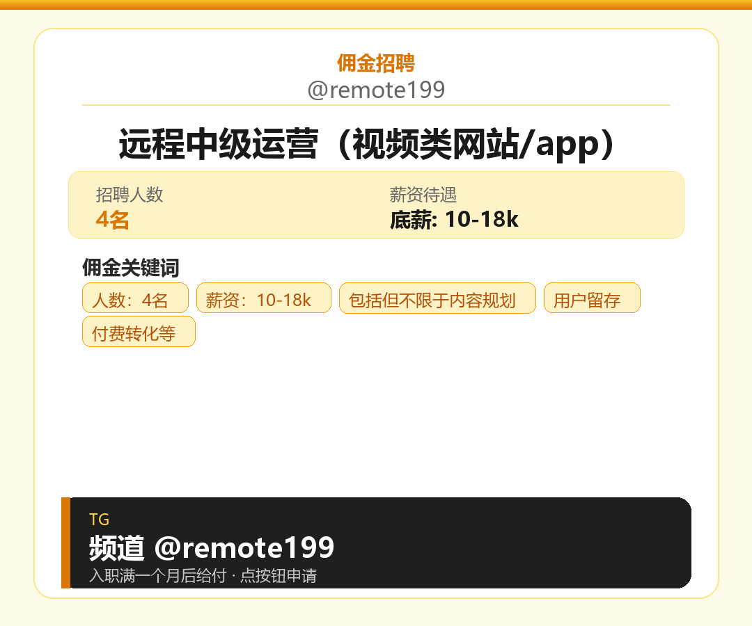 远程中级运营（视频类网站/app）岗位配图