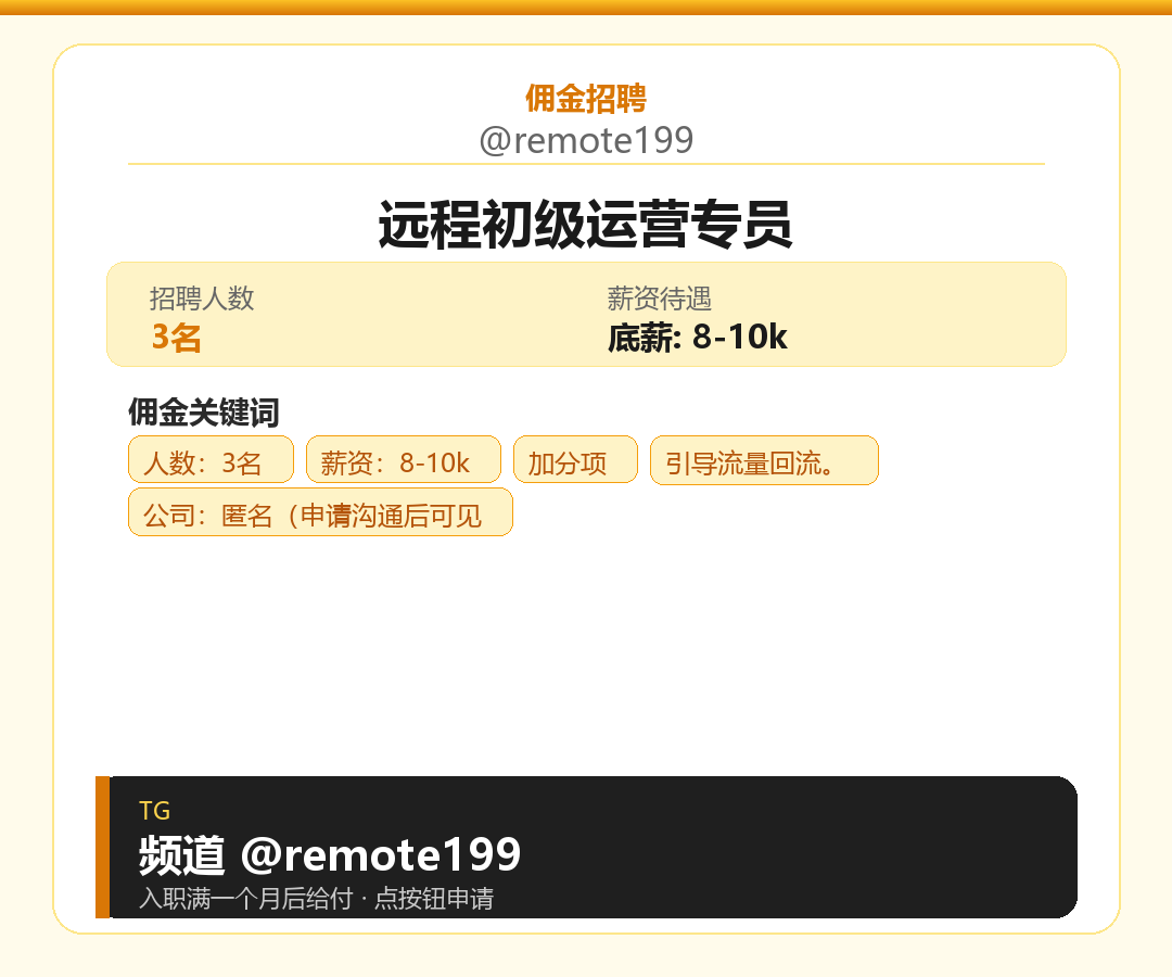 远程初级运营专员岗位配图
