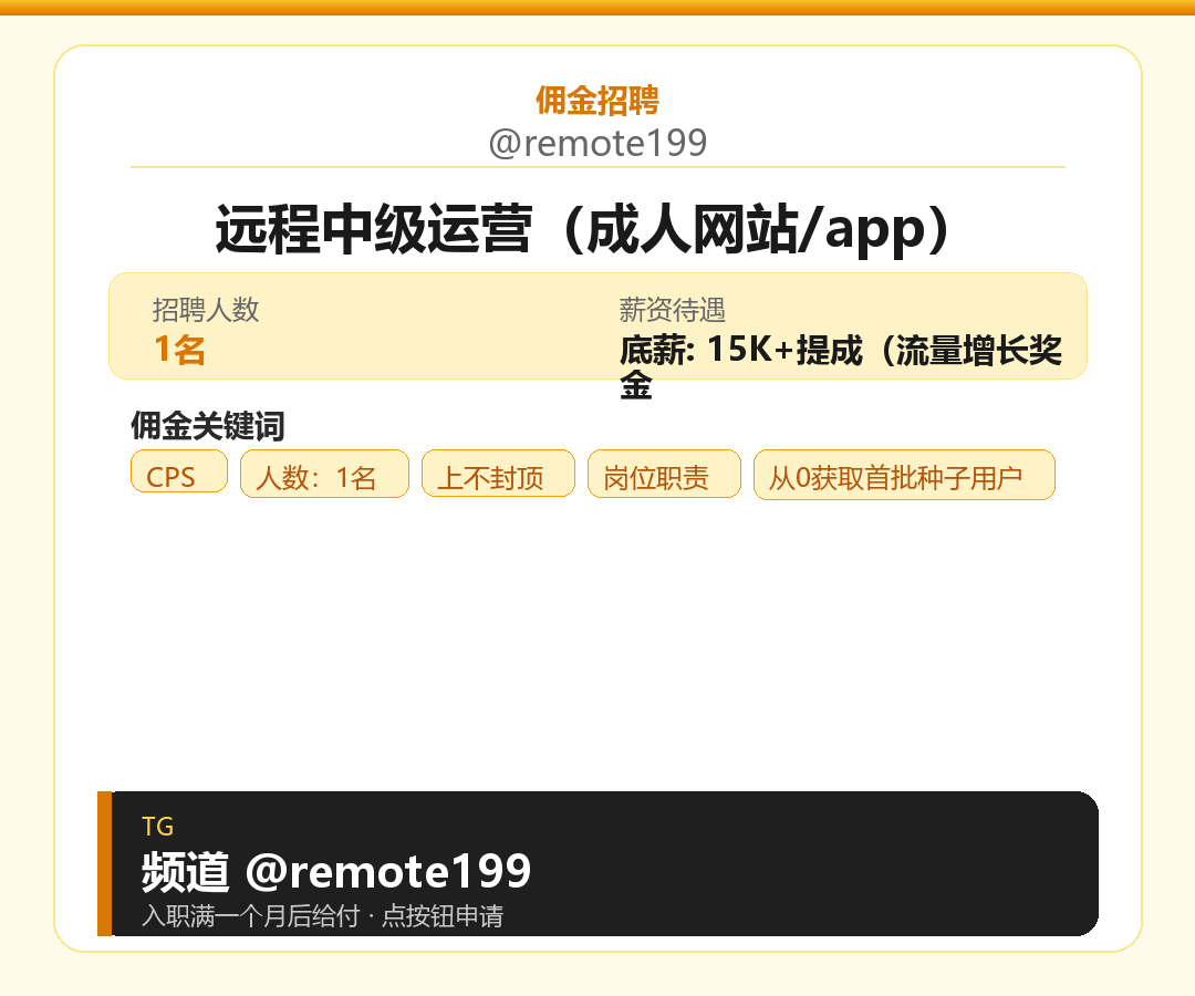远程中级运营（成人网站/app）岗位配图