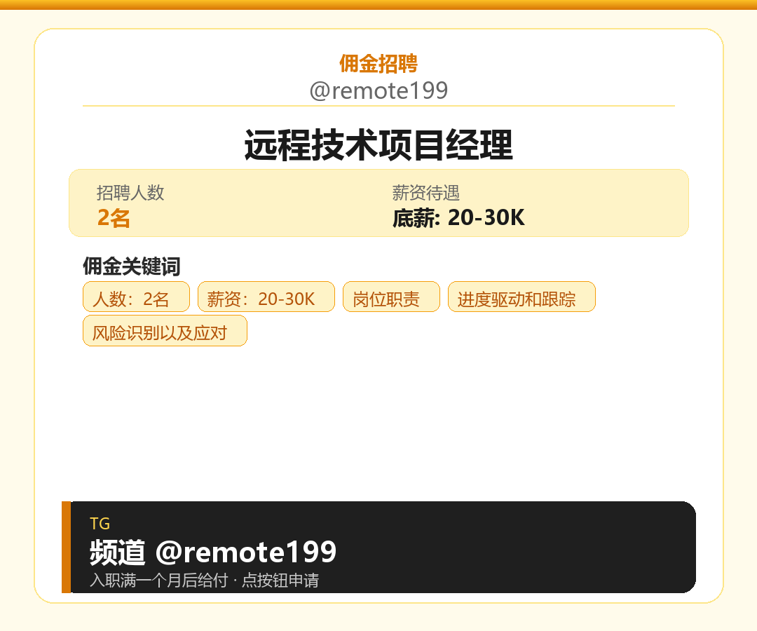 远程技术项目经理岗位配图