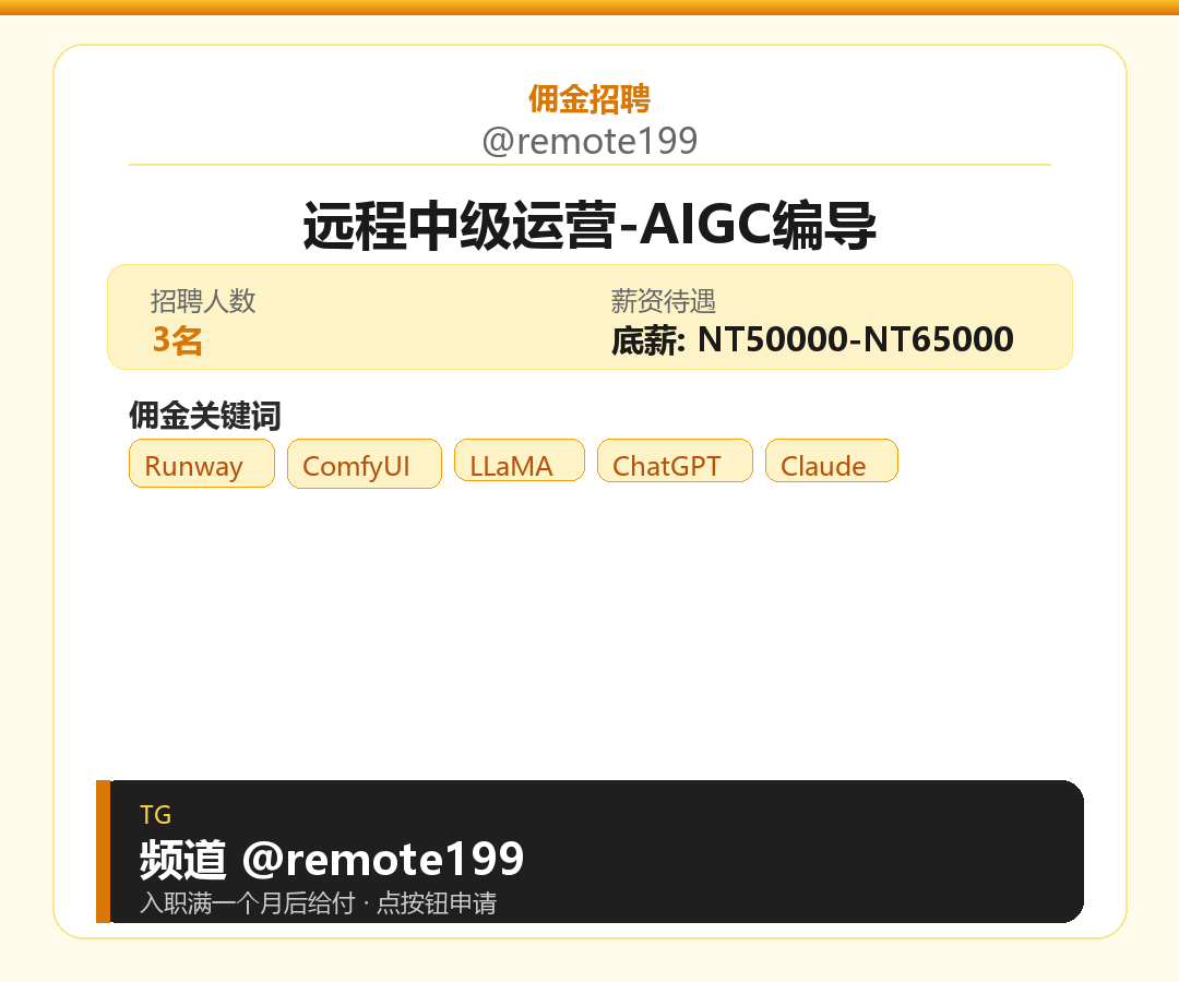 远程中级运营-AIGC编导岗位配图