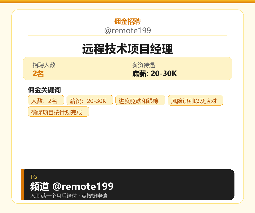 远程技术项目经理岗位配图