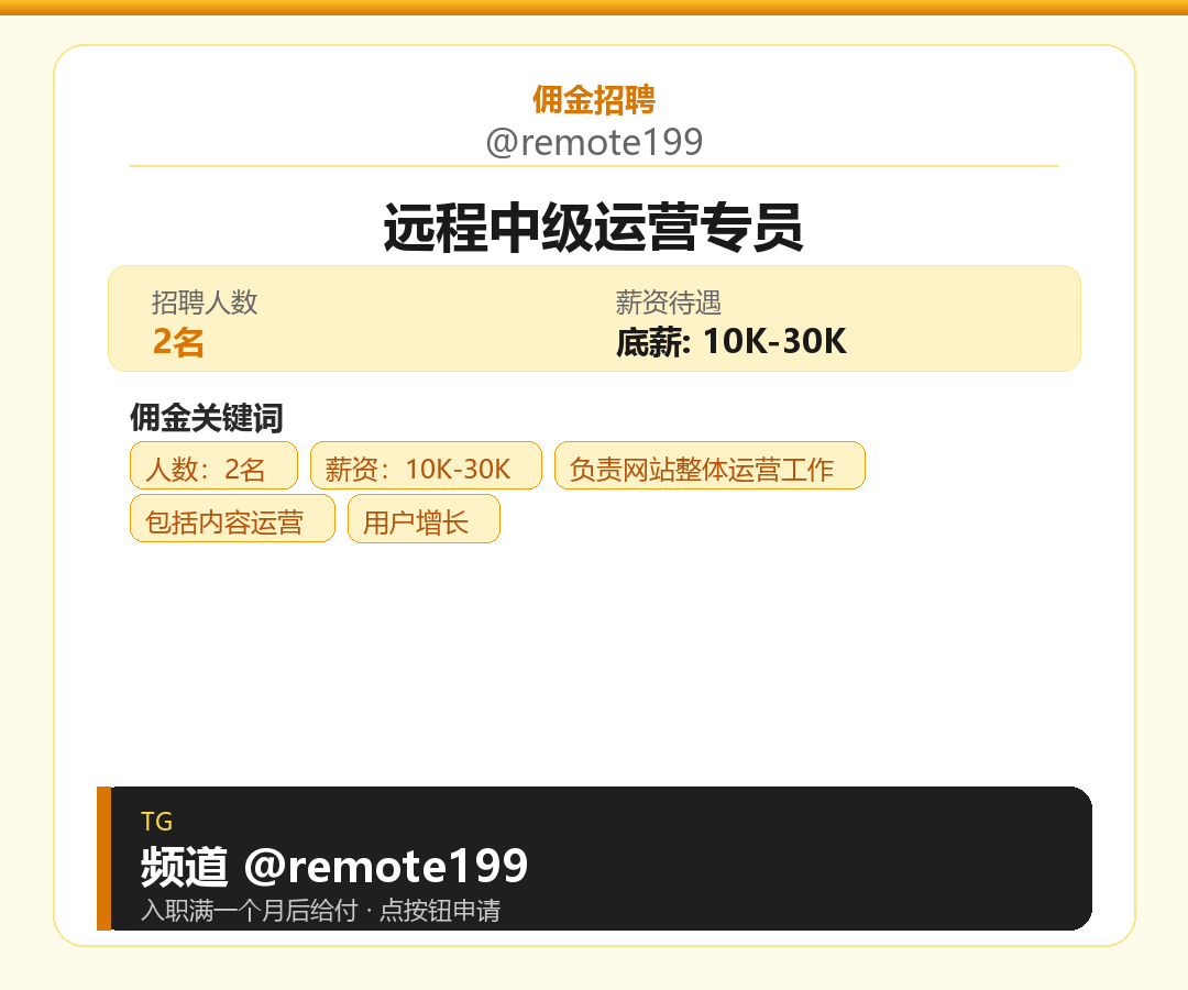 远程中级运营专员岗位配图
