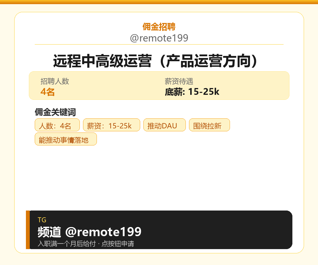 远程中高级运营（产品运营方向）岗位配图
