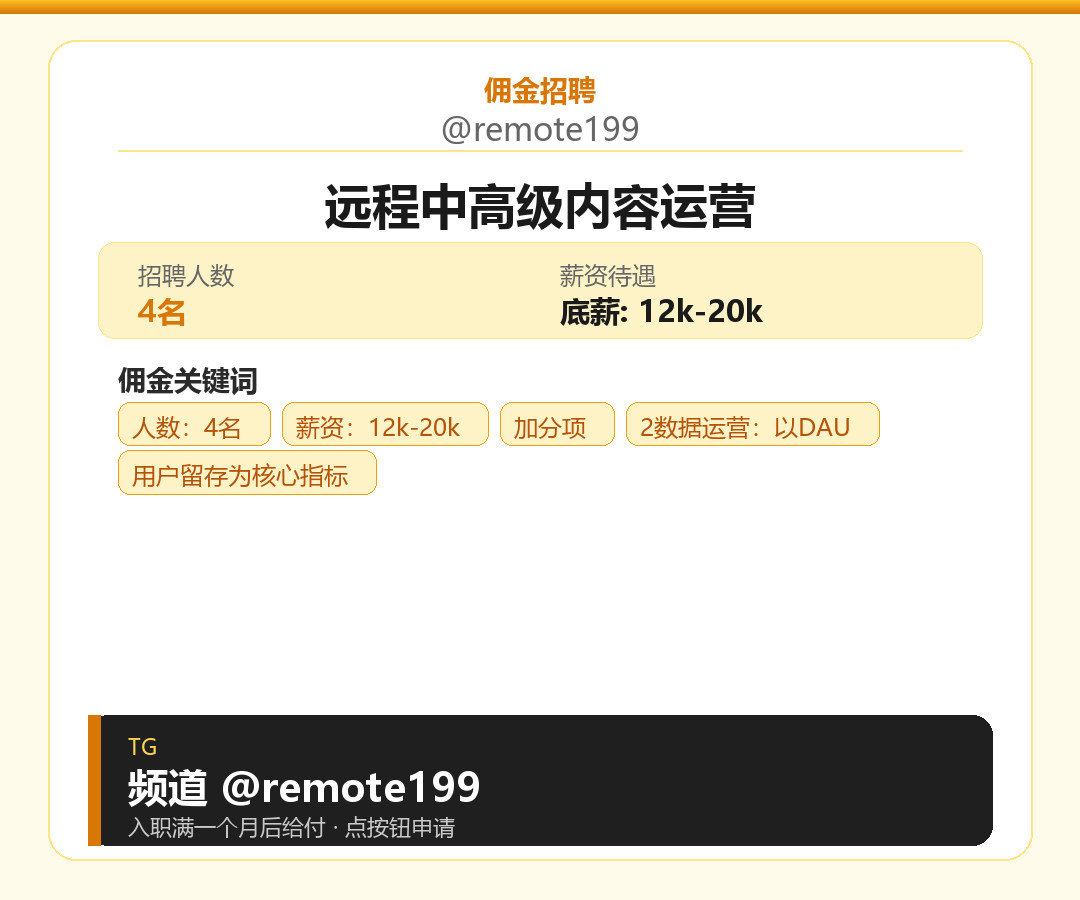 远程中高级内容运营岗位配图