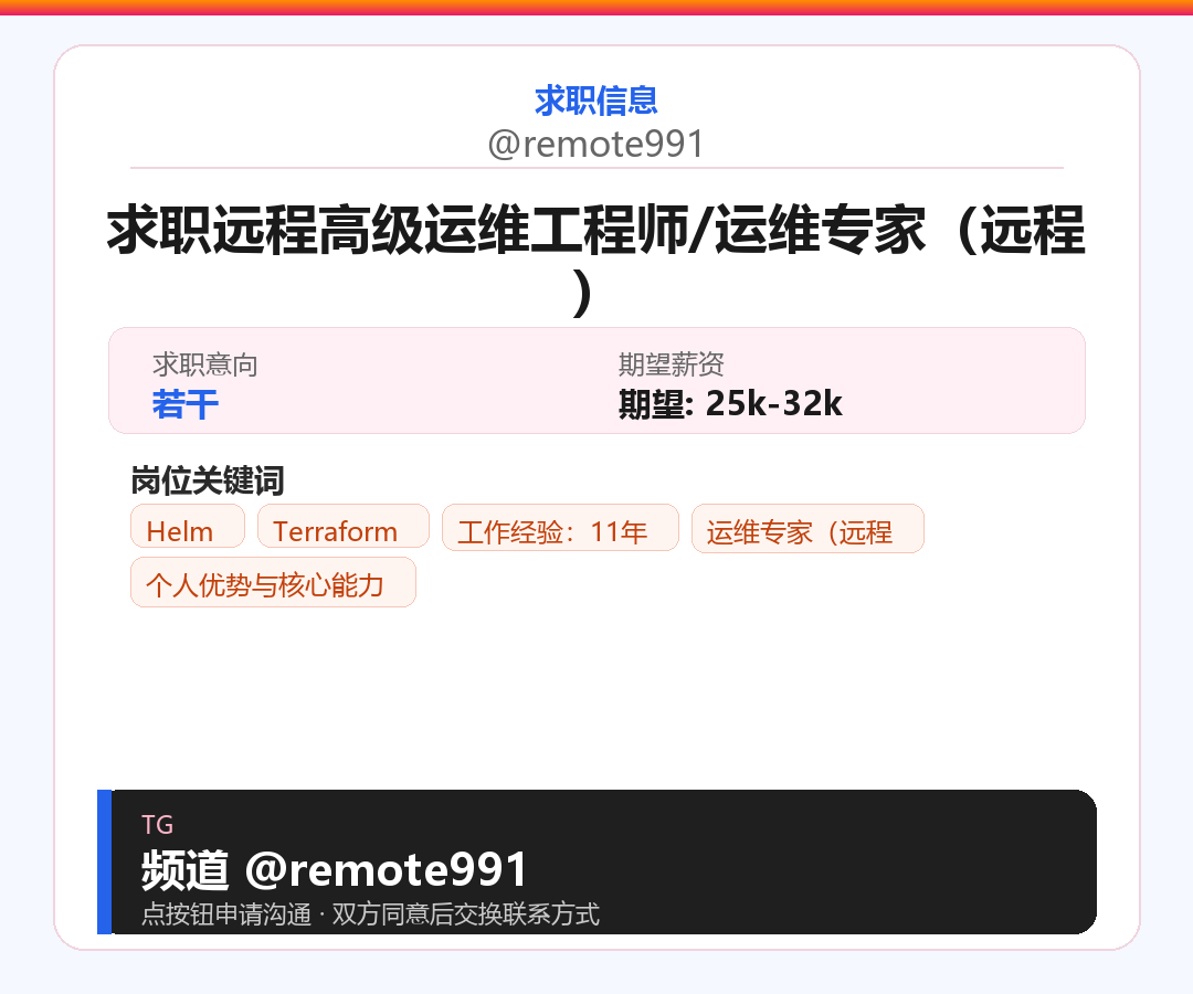 远程求职远程高级运维工程师/运维专家（远程）岗位配图